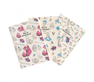 Set 3 cuadernos A6 Alicia en el Pais de las Maravillas Disney