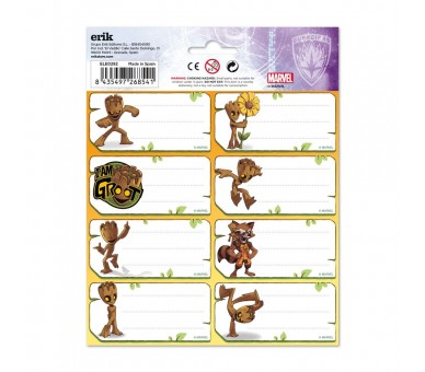 Etiquetas adhesivas Groot Guardianes de la Galaxia Marvel