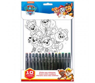 Set papeleria pinta con numeros Patrulla Canina Paw Patrol