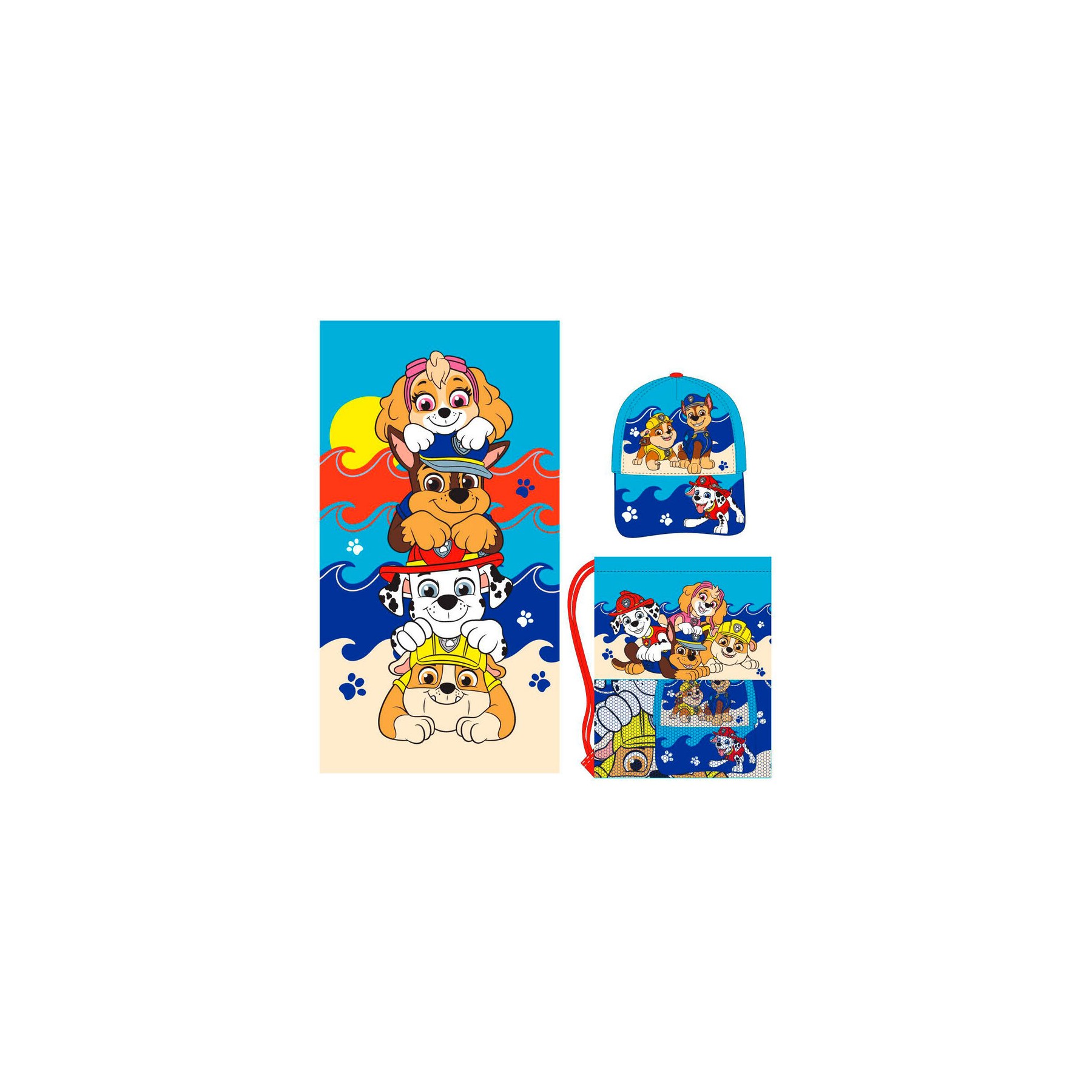 Set toalla + saco + gorra Patrulla Canina Paw Patrol
