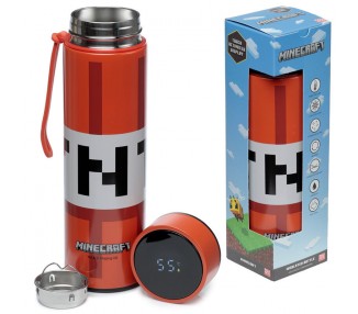 Botella acero inoxidable termo Minecraft termometro 450ml