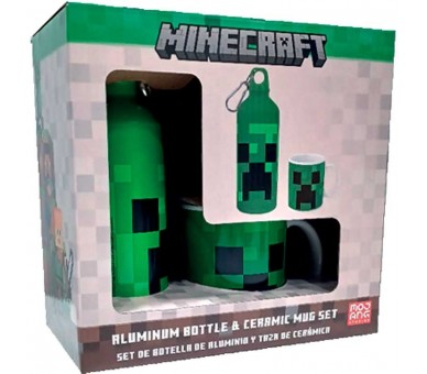 Cantimplora aluminio + Taza Minecraft 500ml