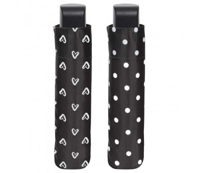 Paraguas plegable manual negro blanco 54cm surtido