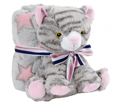 Peluche + Manta suave Gato Candy 22cm