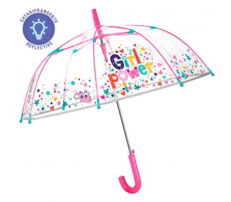 Paraguas automatico transparente Girl Power 45cm