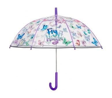 Paraguas manual transparente mariposas 45cm