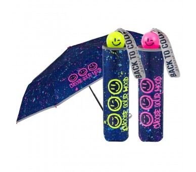 Paraguas plegable manual smile 50cm surtido