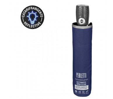 Paraguas automatico azul reflectante 58cm