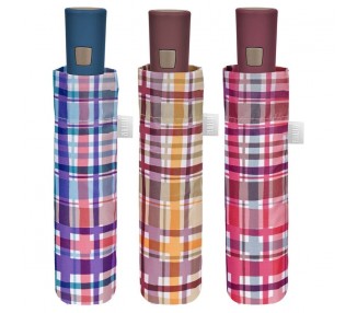 Paraguas plegable automatico cuadro escoces 54cm surtido