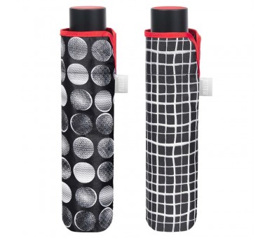 Paraguas plegable manual blanco negro 54cm surtido