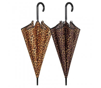 Paraguas automatico estampado leopardo 61cm surtido