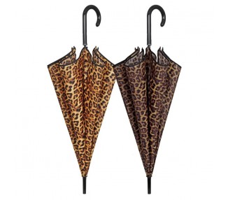 Paraguas automatico estampado leopardo 61cm surtido