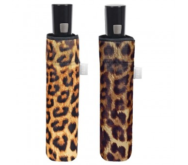 Paraguas plegable automatico estampado leopardo 54cm surtido