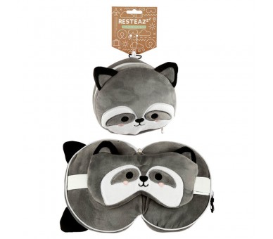 Almohada viaje antifaz Mapache Relaxeazzz