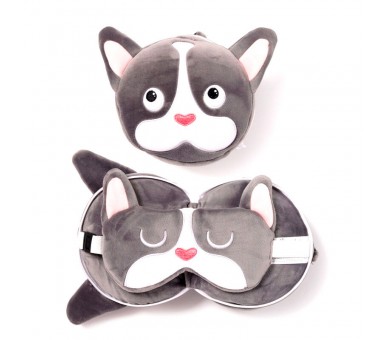 Almohada viaje antifaz Perro Bulldog Frances Relaxeazzz