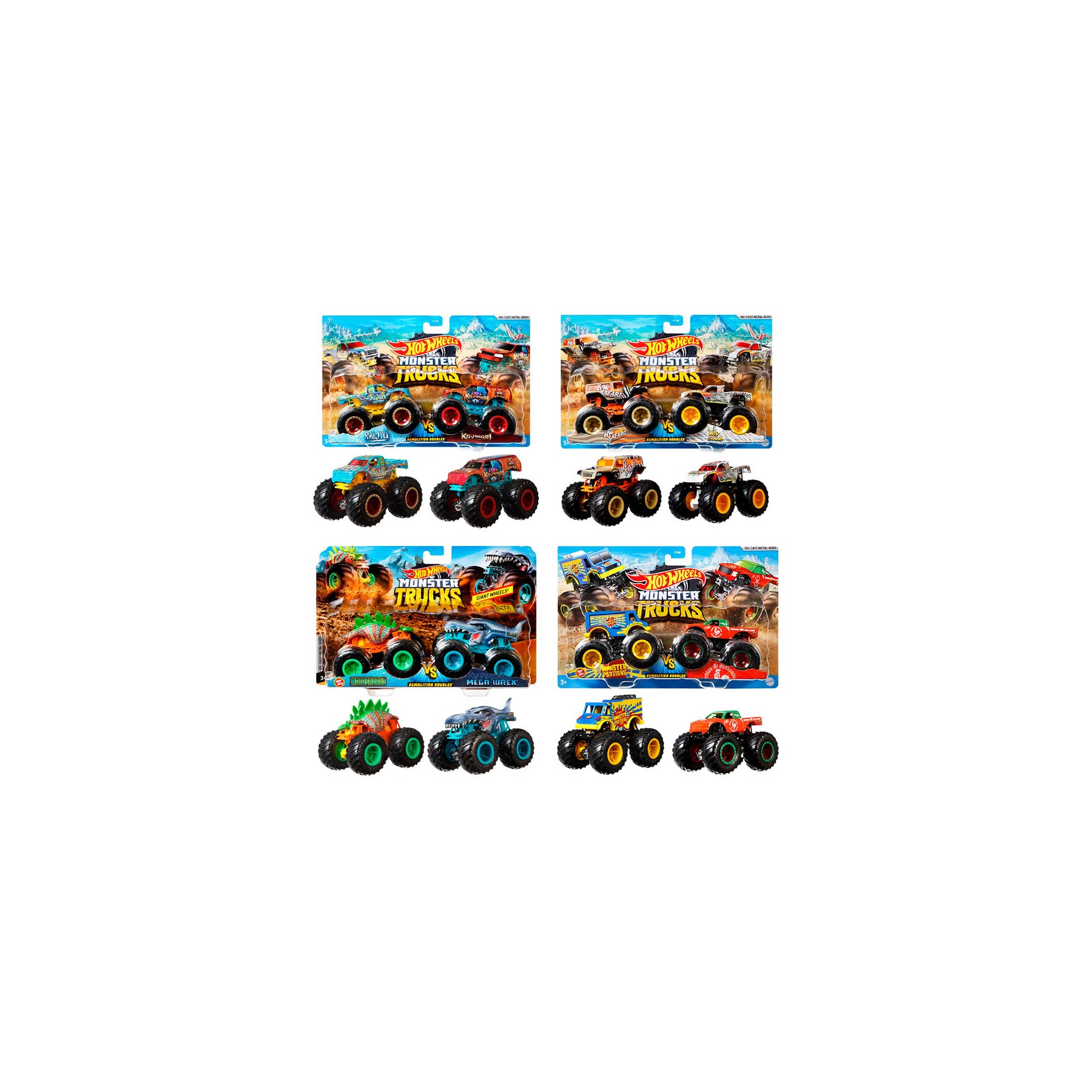 Blister 2 coches Demolicion Monster Trucks Hot Wheels surtido