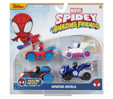 Blister 4 vehiculos Amazing Friends Metal Spidey Marvel