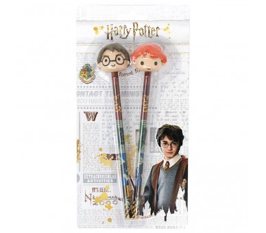 Blister 2 lapices con goma 3D Harry Potter