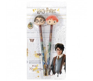 Blister 2 lapices con goma 3D Harry Potter