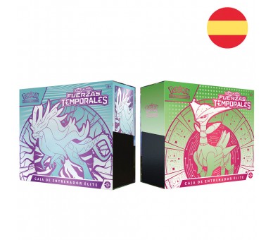 Estuche surtido juego cartas coleccionables Elite Fuerzas Temporales Escarlata y Purpura Pokemon español