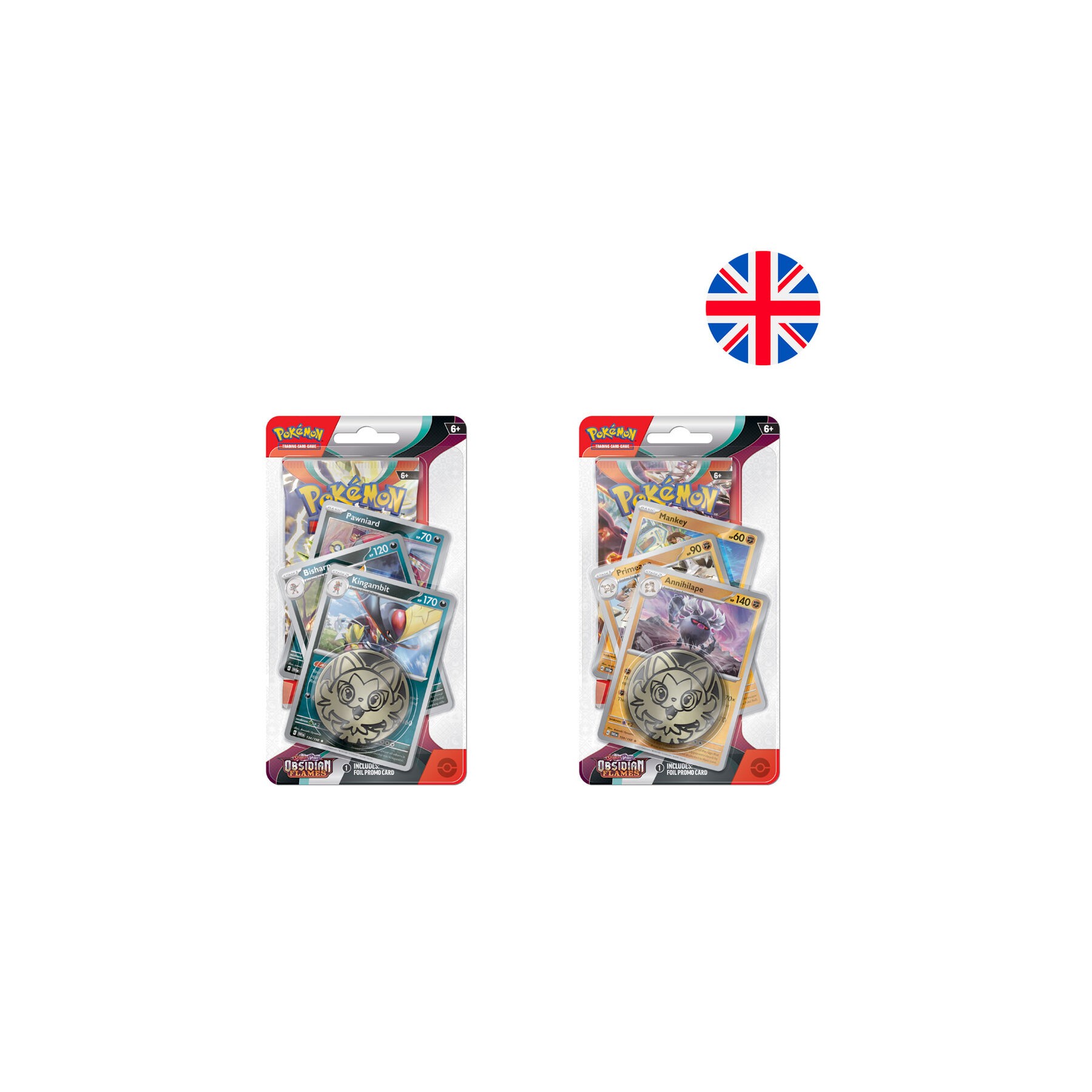Blister juego cartas coleccionales Llamas Obsidianas Escarlata y Purpura Pokemon ingles surtido