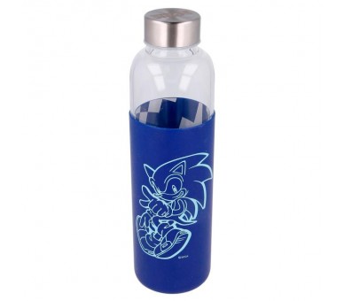 Botella cristal Sonic The Hedgehog funda silicona 585ml