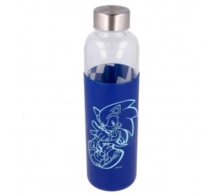Botella cristal Sonic The Hedgehog funda silicona 585ml