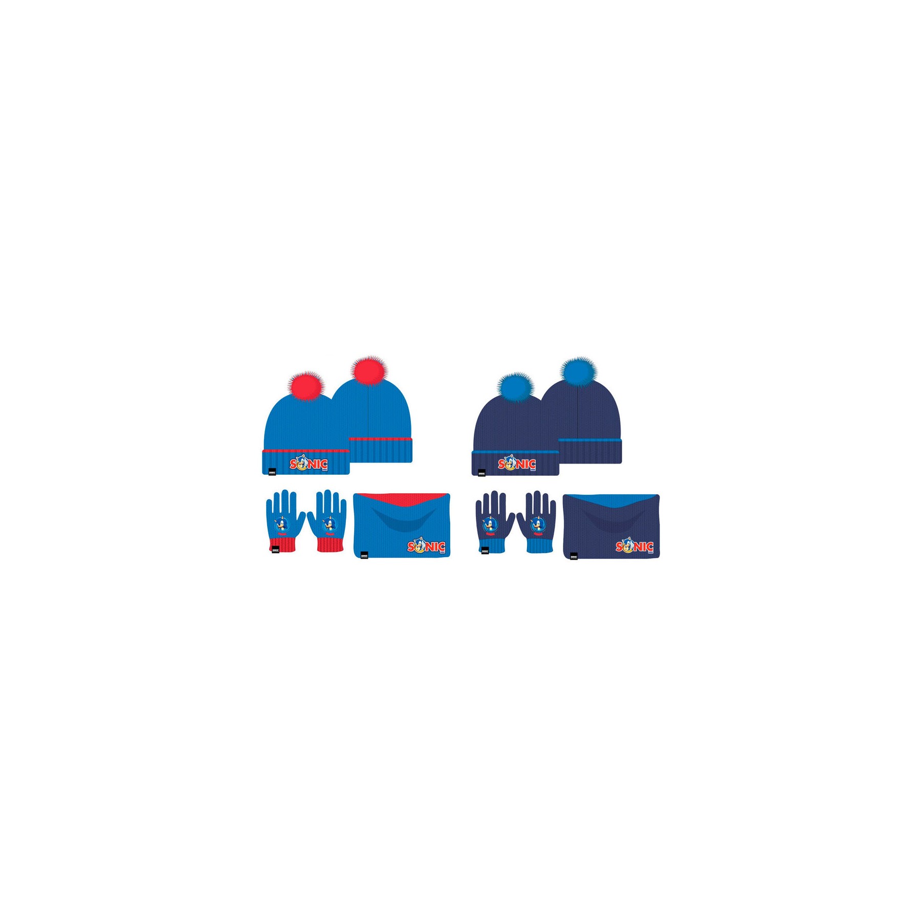 Conjunto gorro guantes braga cuello Sonic the Hedgehog infantil