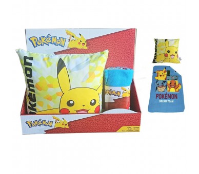 Set manta polar + cojin Pokemon