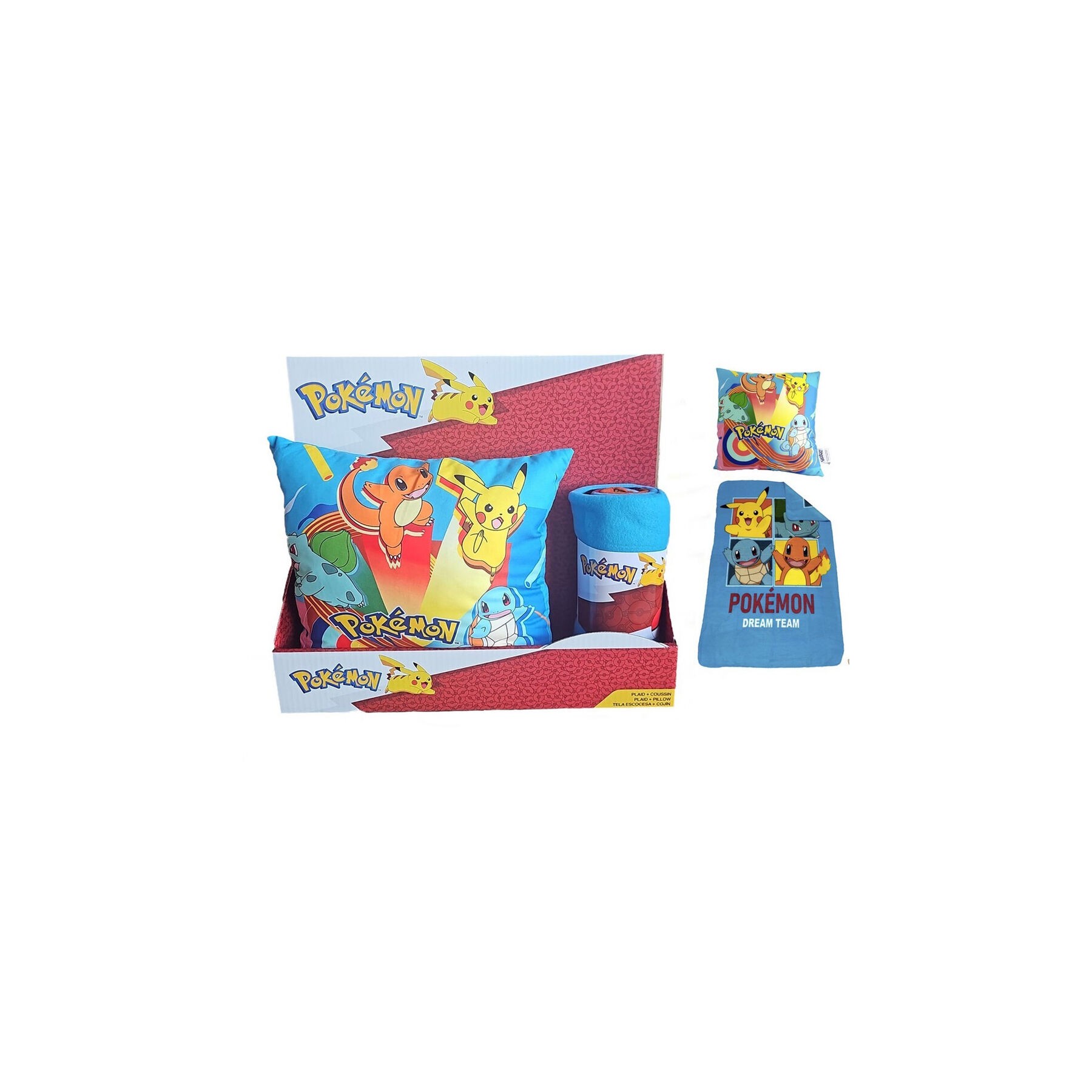 Set manta polar + cojin Pokemon