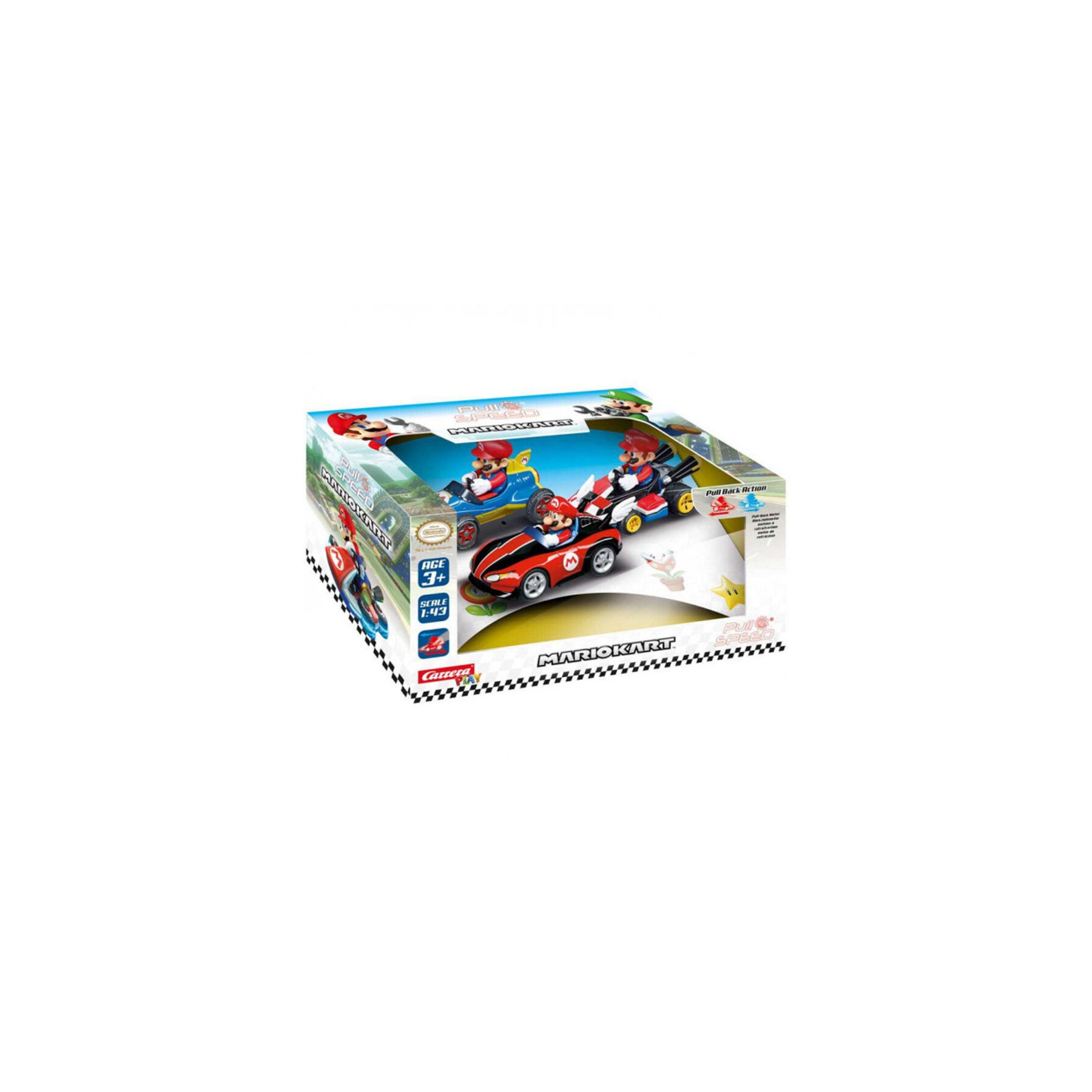 Set 3 coches Pull Speed Mario - Mario Kart
