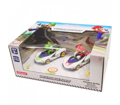 Set 2 coches Pull Speed Mario + Yoshi Mario Kart