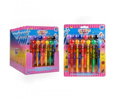 Blister boligrafos gel perfumados frutas