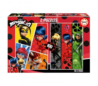Puzzle Prodigiosa Ladybug 2x100pzs
