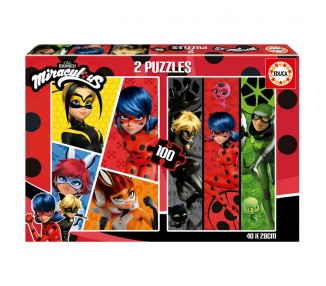 Puzzle Prodigiosa Ladybug 2x100pzs