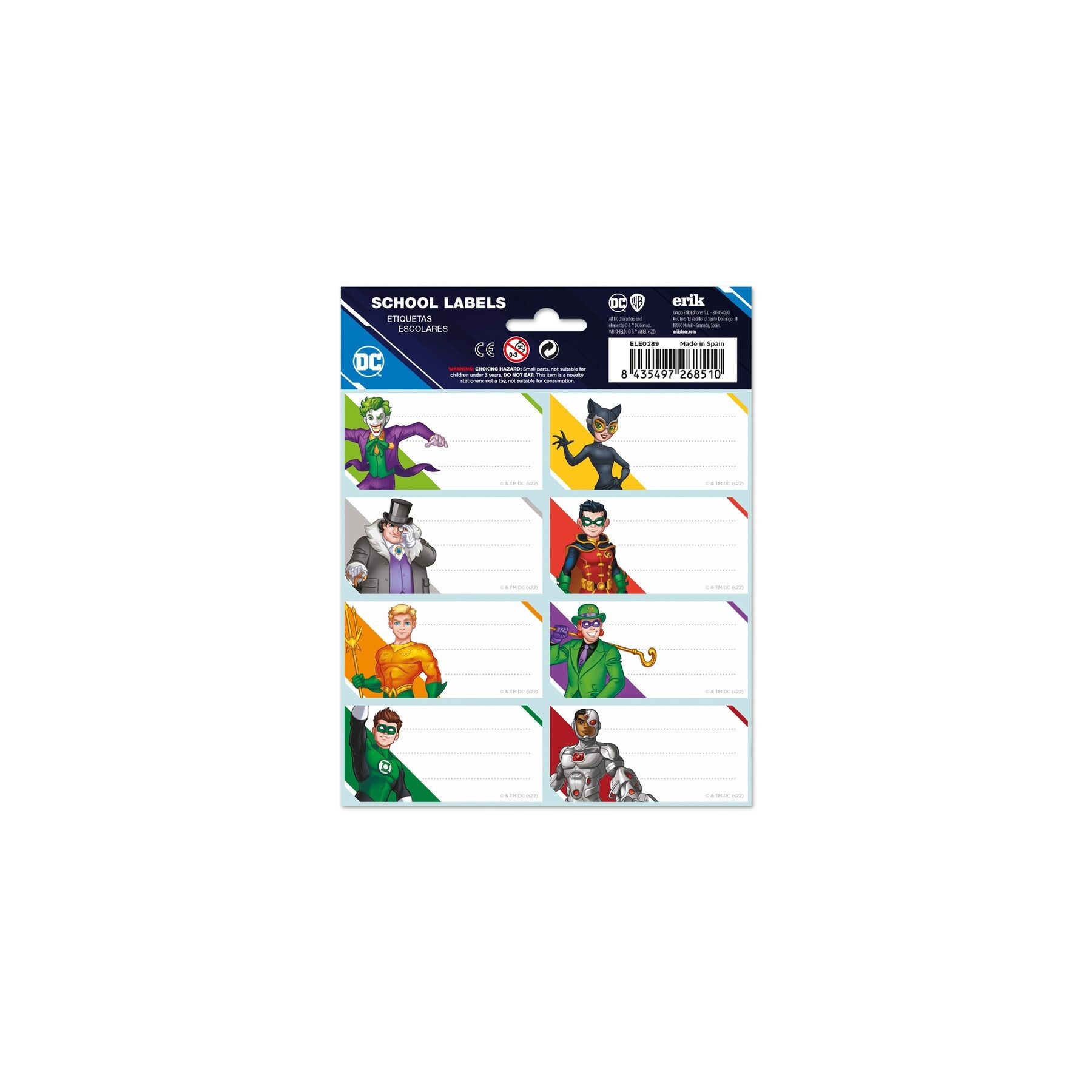 Etiquetas adhesivas La Liga de la Justicia DC Comics surtido