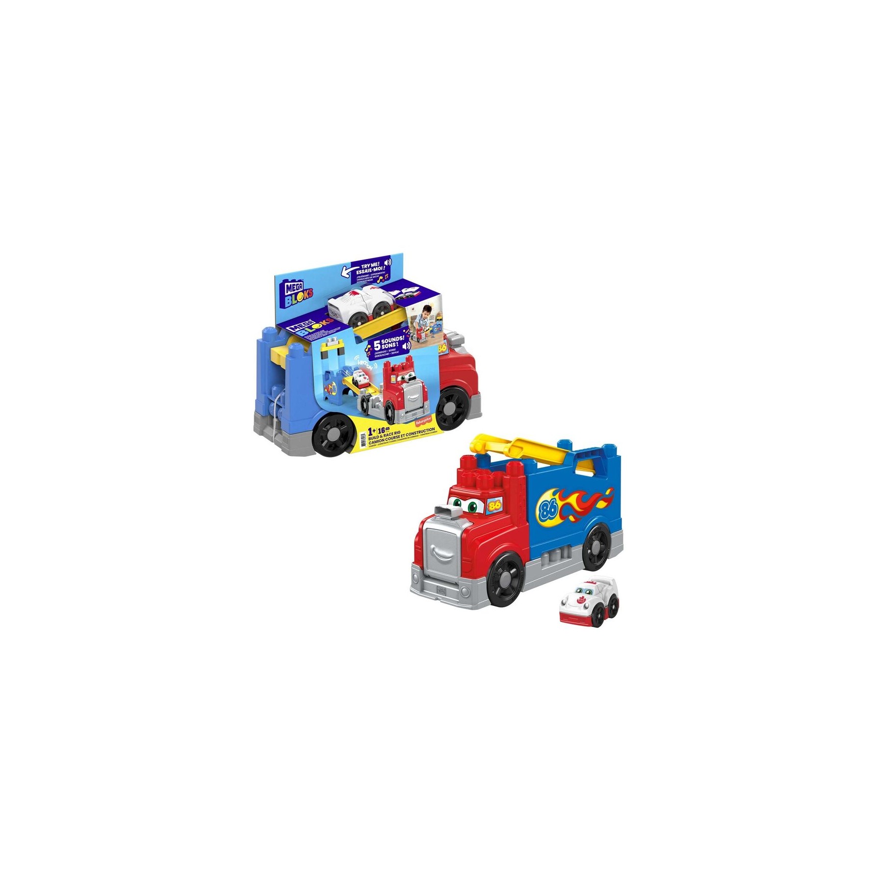Camion Carreras y Construccion Mega Bloks 16pzs