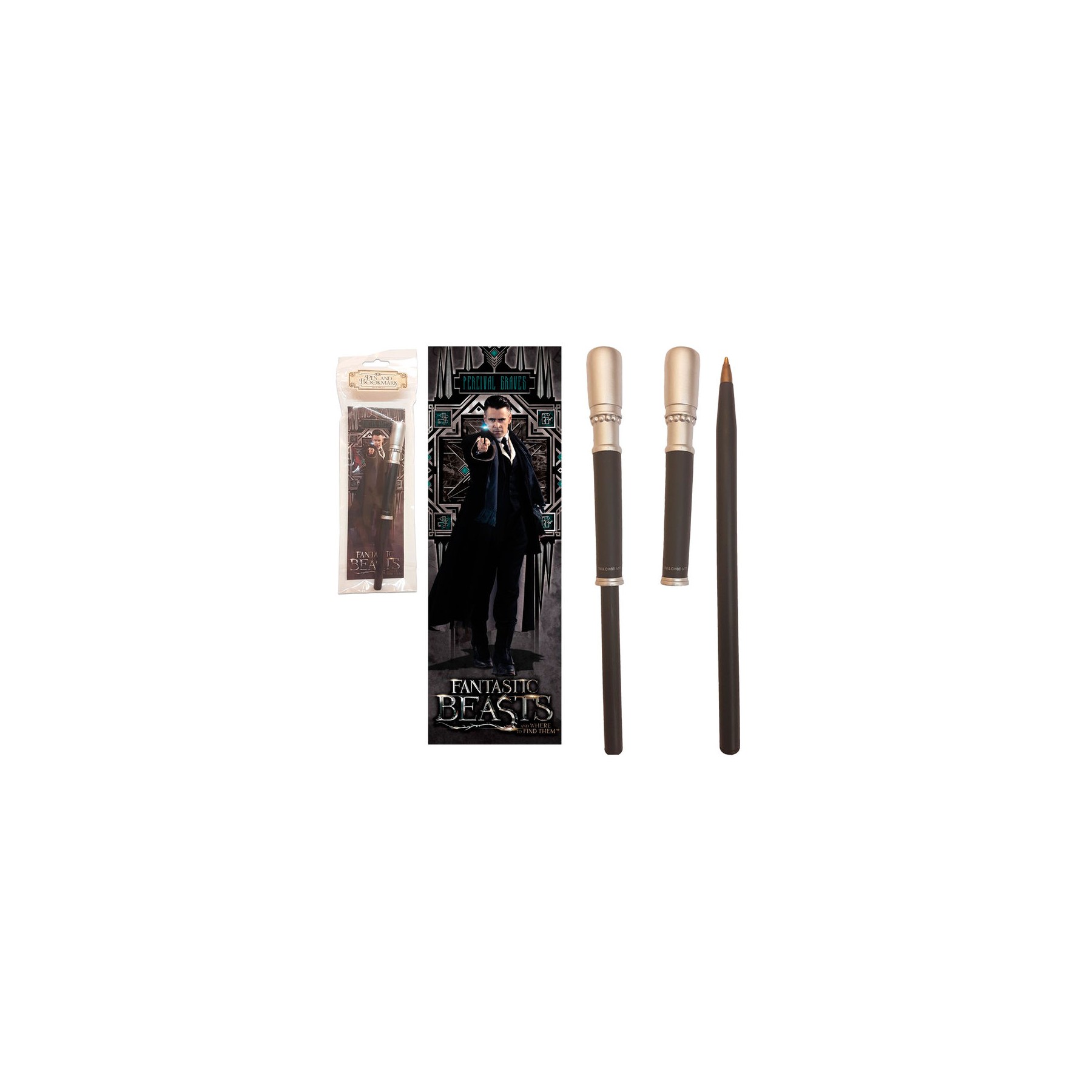 Varita boligrafo y marcapaginas Percival Graves Animales Fantasticos