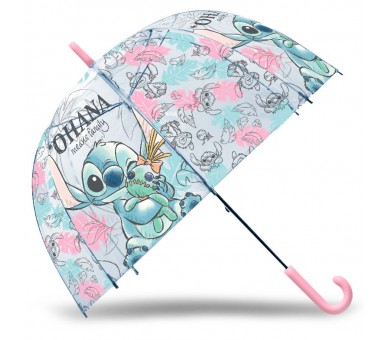 Paraguas manual burbuja transparente Ohana Stitch Disney 46cm