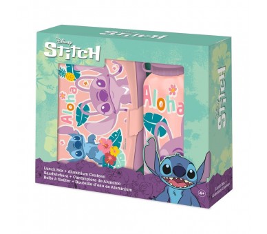 Cantimplora aluminio + Sandwichera Stitch Disney 500ml