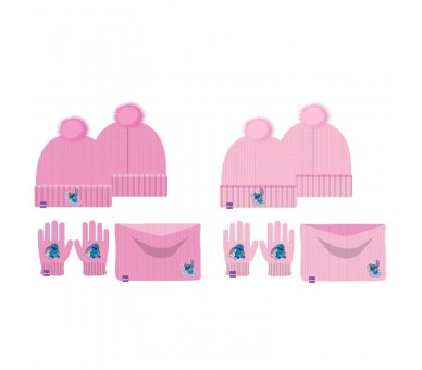 Conjunto gorro guantes braga cuello Stitch Disney infantil