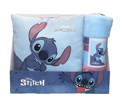Set manta polar + cojin Stitch Disney