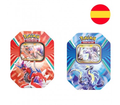 Lata juego cartas coleccionables Paldea Miraidon EX Koraidon EX Pokemon surtido español