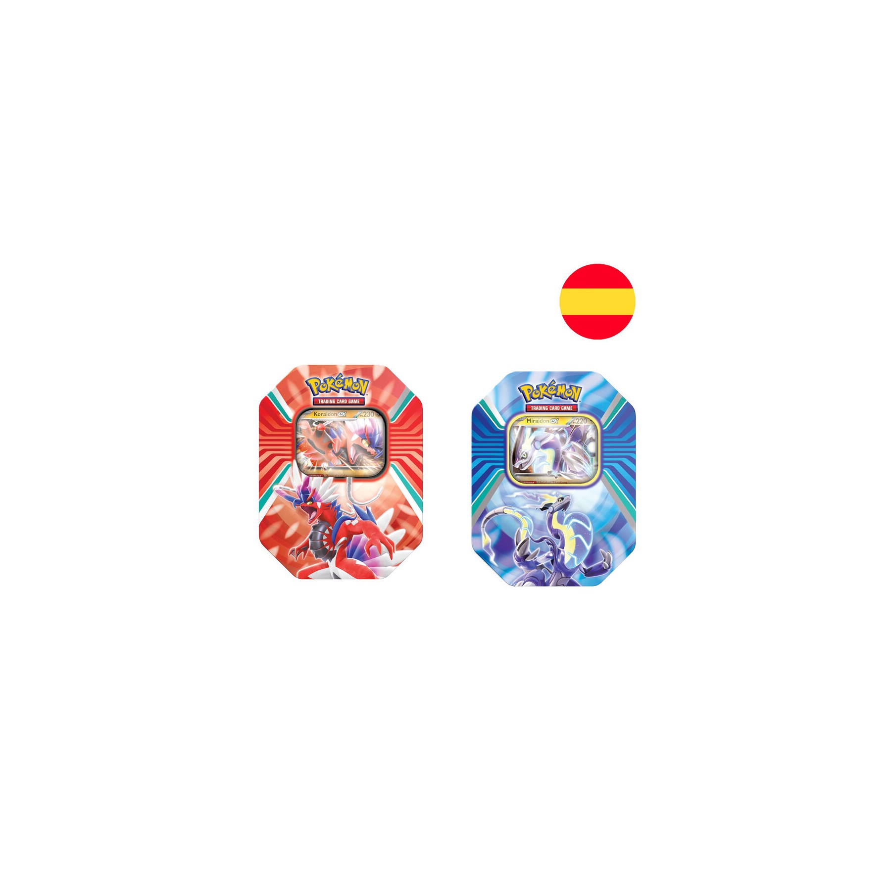 Lata juego cartas coleccionables Paldea Miraidon EX Koraidon EX Pokemon surtido español