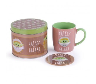 Lata regalo Taza + posavasos Mandalorian Star Wars
