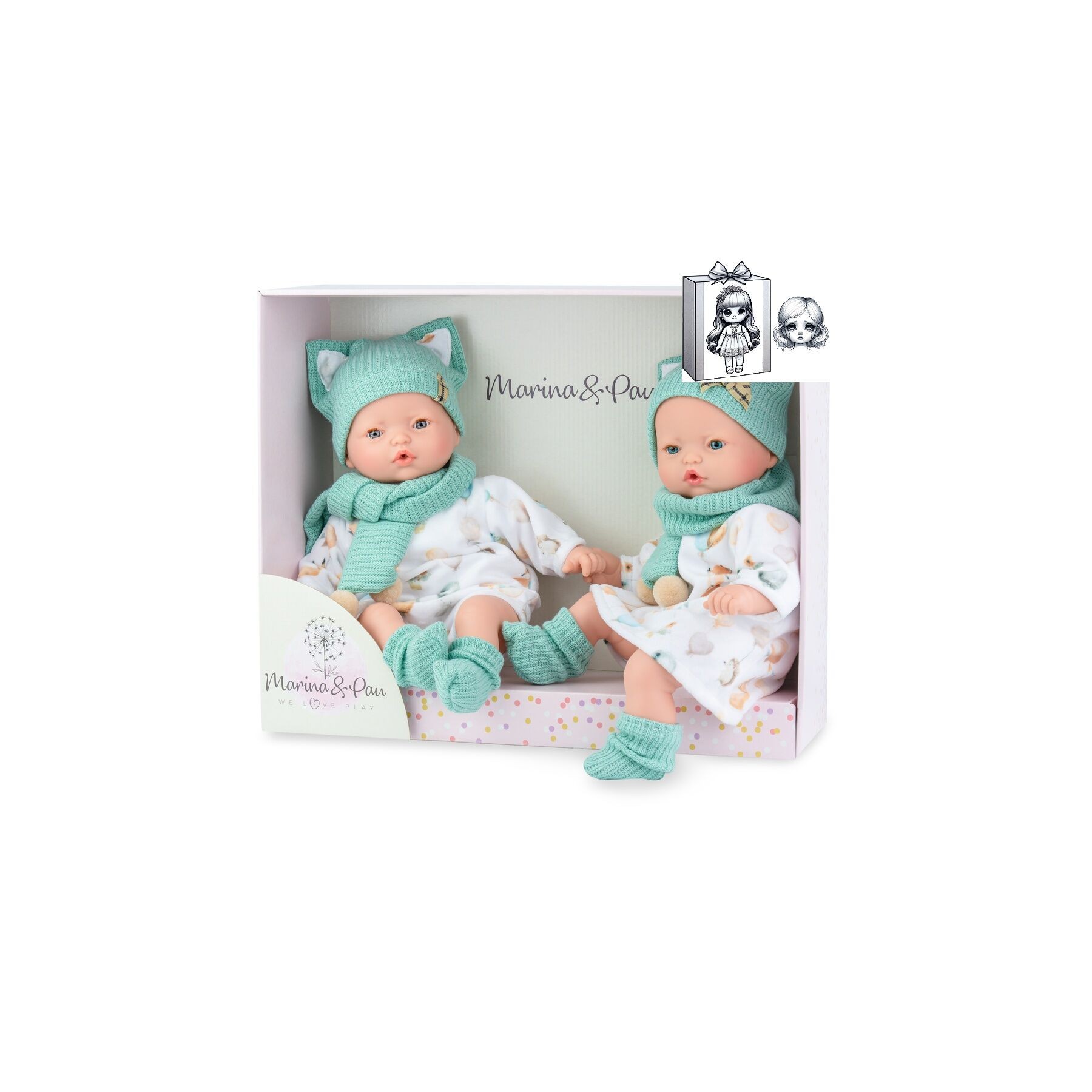 Set Muñecos Pitus Mellizos 40cm