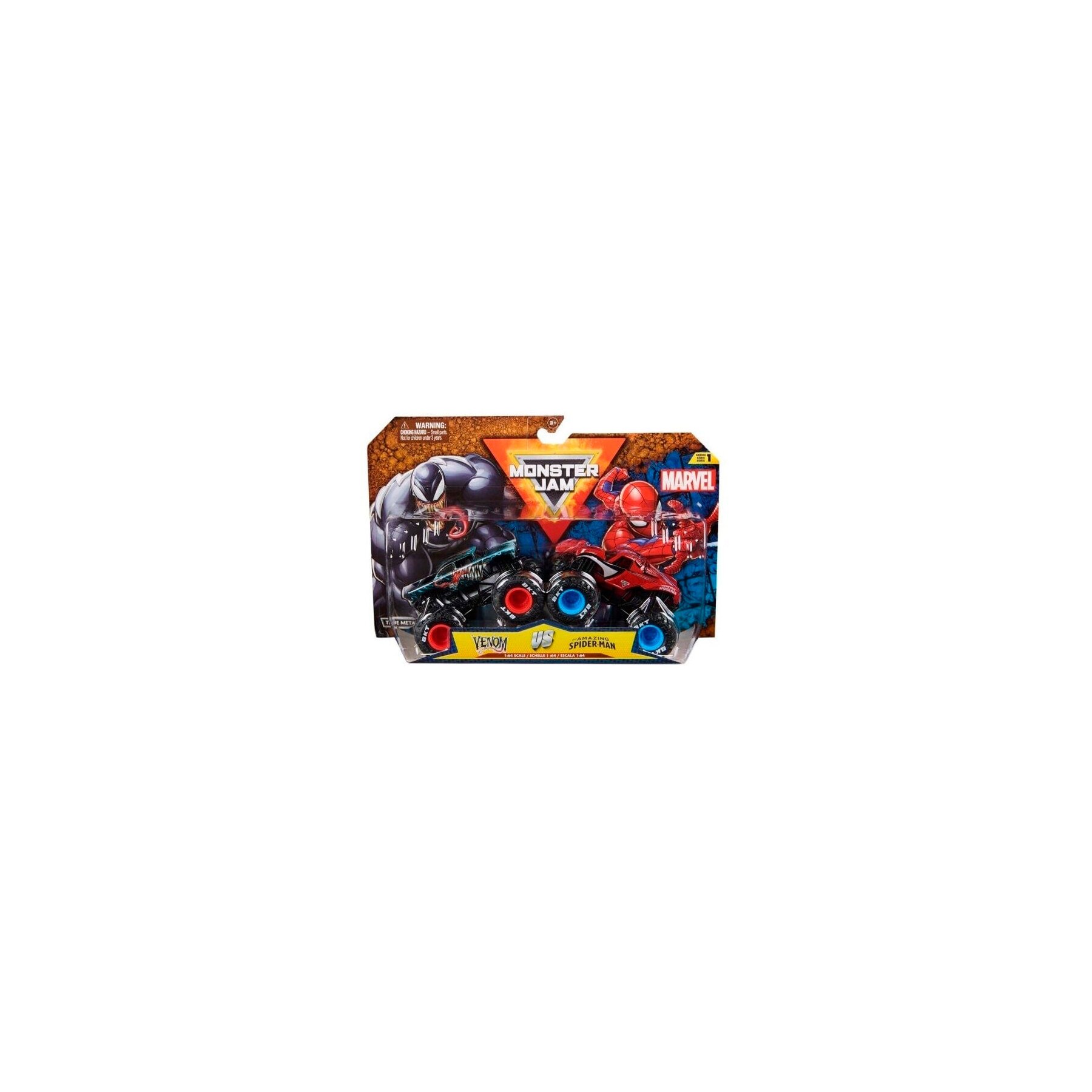 Blister 2 coches Spiderman vs Venom Marvel Monster Jam
