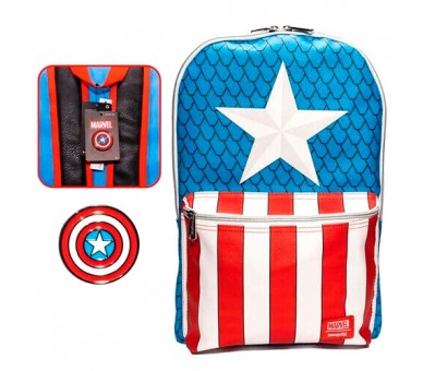 Mochila + pin Capitan America Marvel Loungefly 45cm