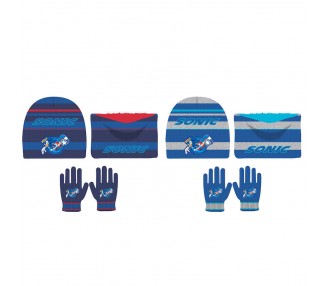 Conjunto gorro guantes braga cuello Sonic the Hedgehog infantil