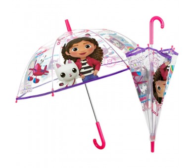 Paraguas manual transparente La Casa de Muñecas de Gabby 45cm